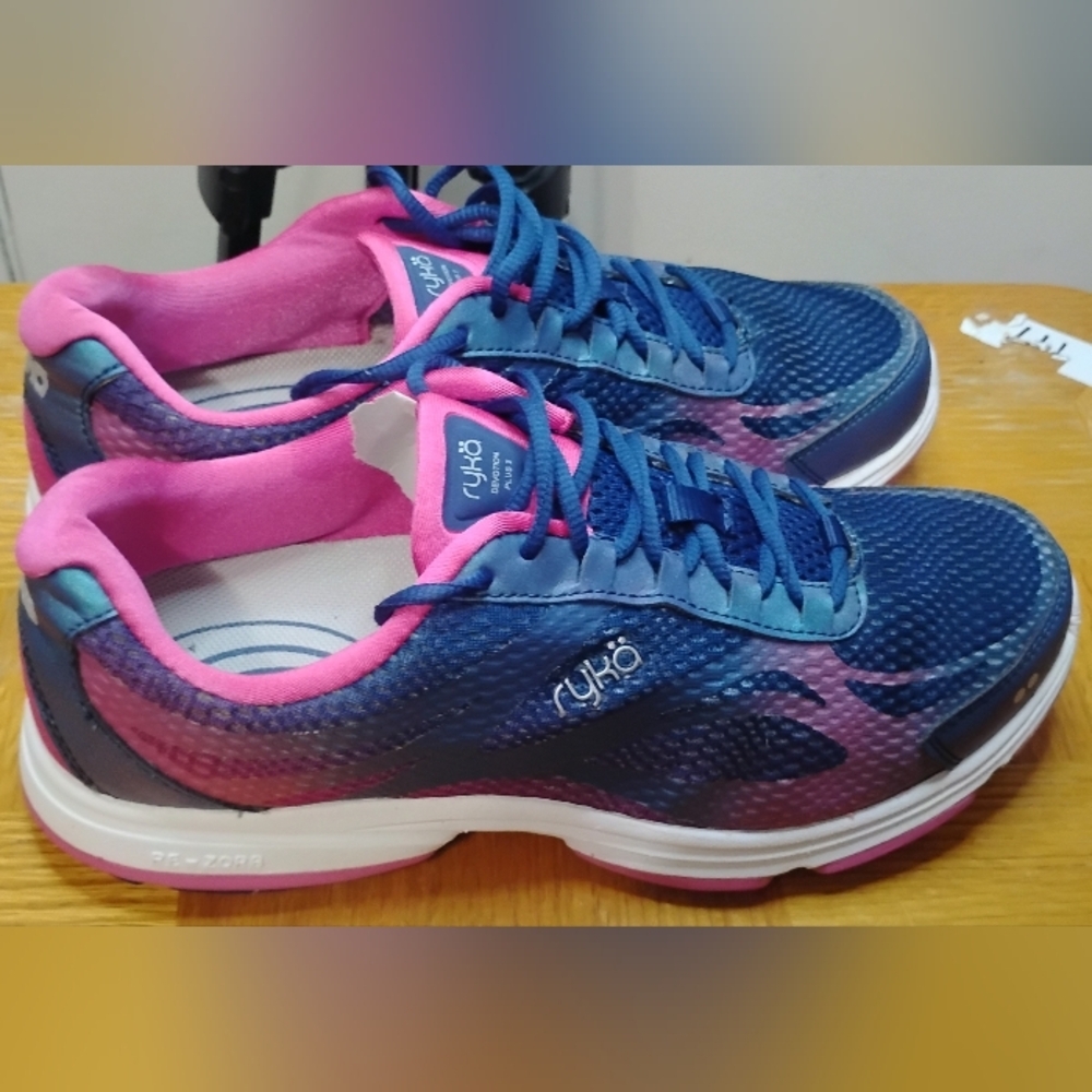 Ryka Womens 9.5 Devotion Plus 2 Walking Sneakers Blue Pink Comfort Athletic Shoe - Picture 2 of 16
